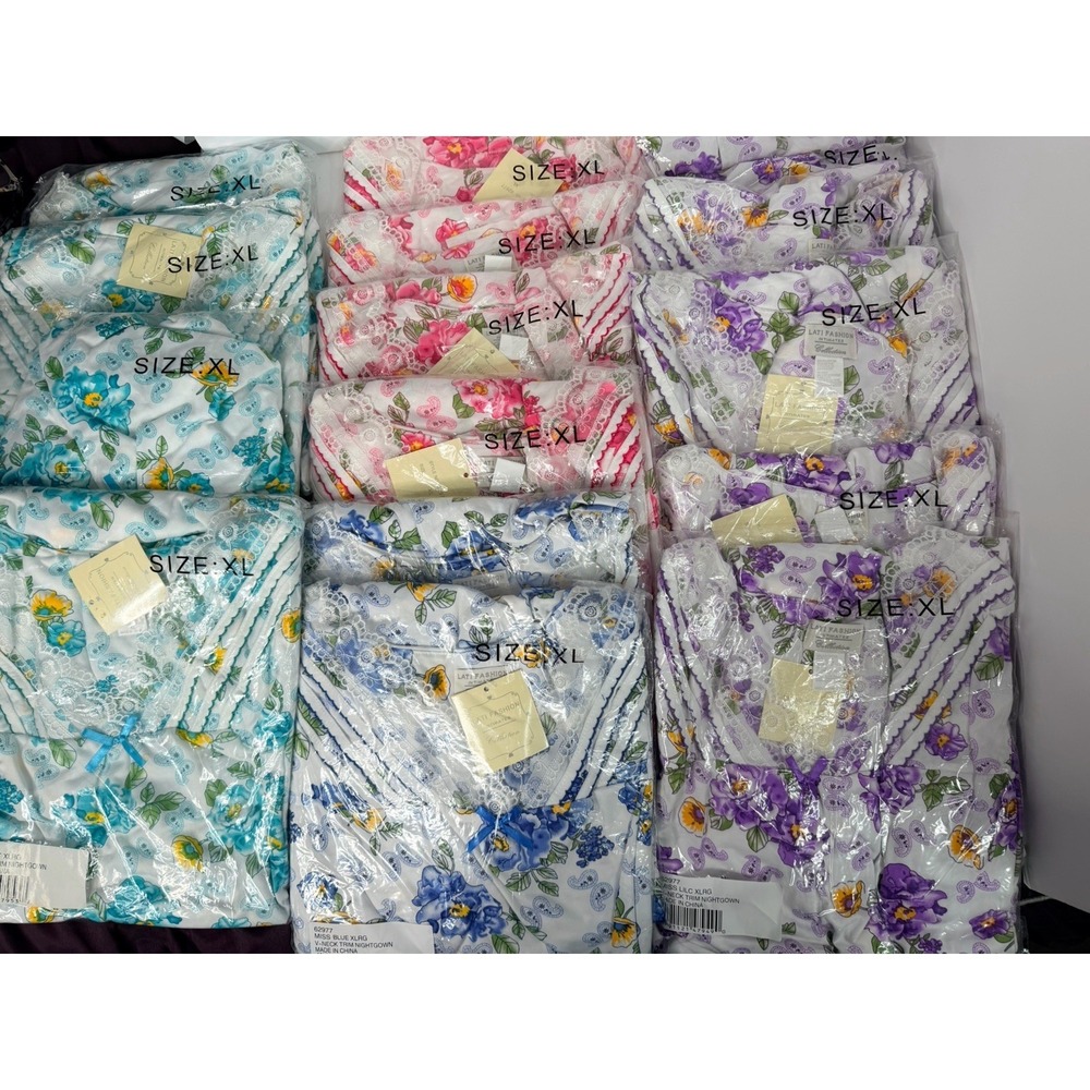 Lot of 15 NWT Lati Fashion Floral Lace Sleep Dress Nightgown XL Wholesale